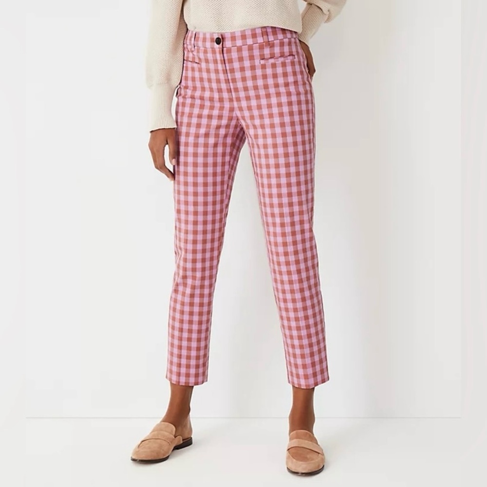 Pink & Red Checkered Ann Taylor Women's Ankle-Length Pants